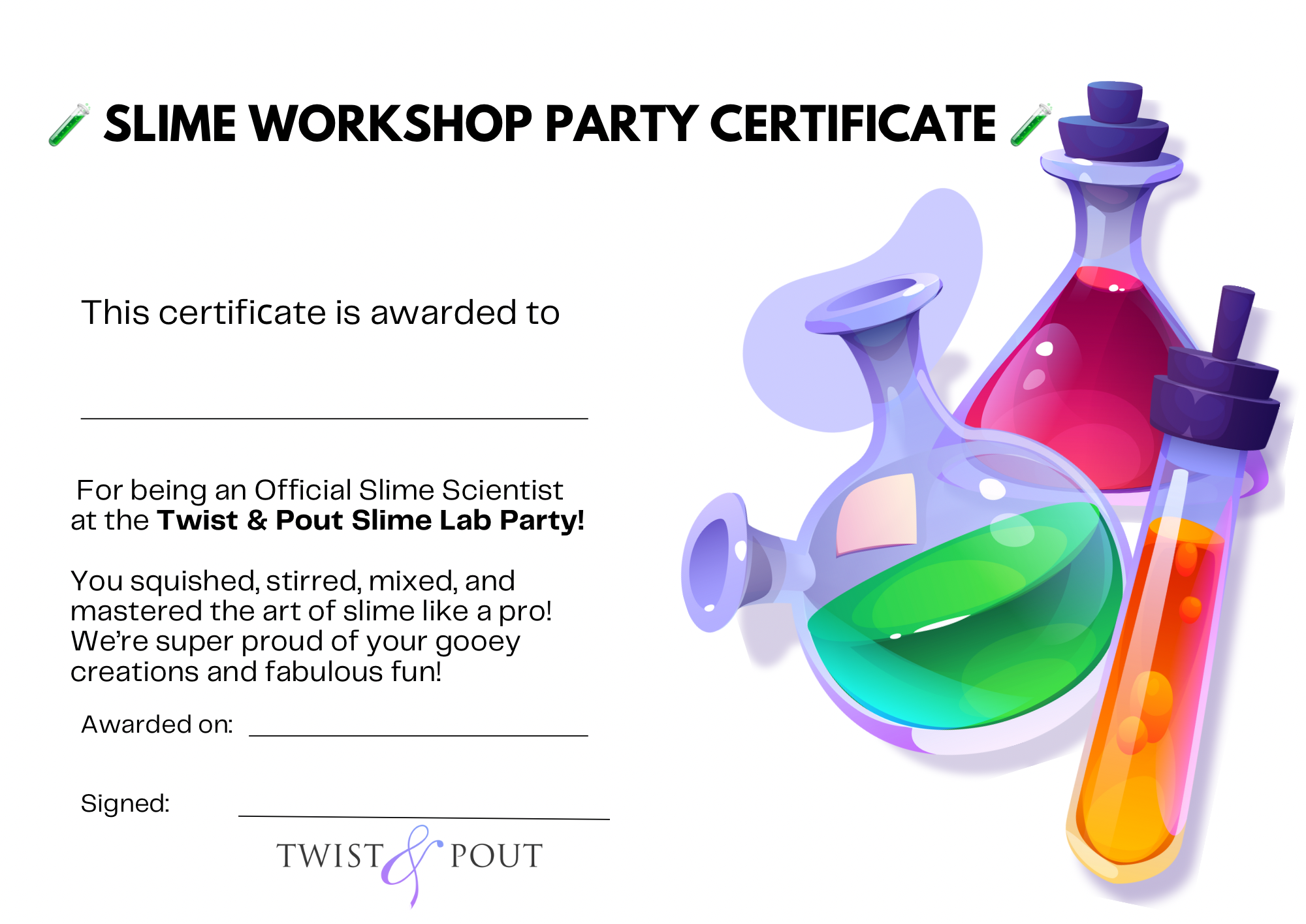Slime Lab Certificate
